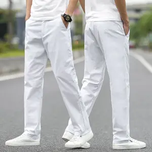 2024 Spring Autumn New Men's Casual Solid Color Trousers Male Loose Stretch Straight Pants Men High Waist Pockets Pants I633