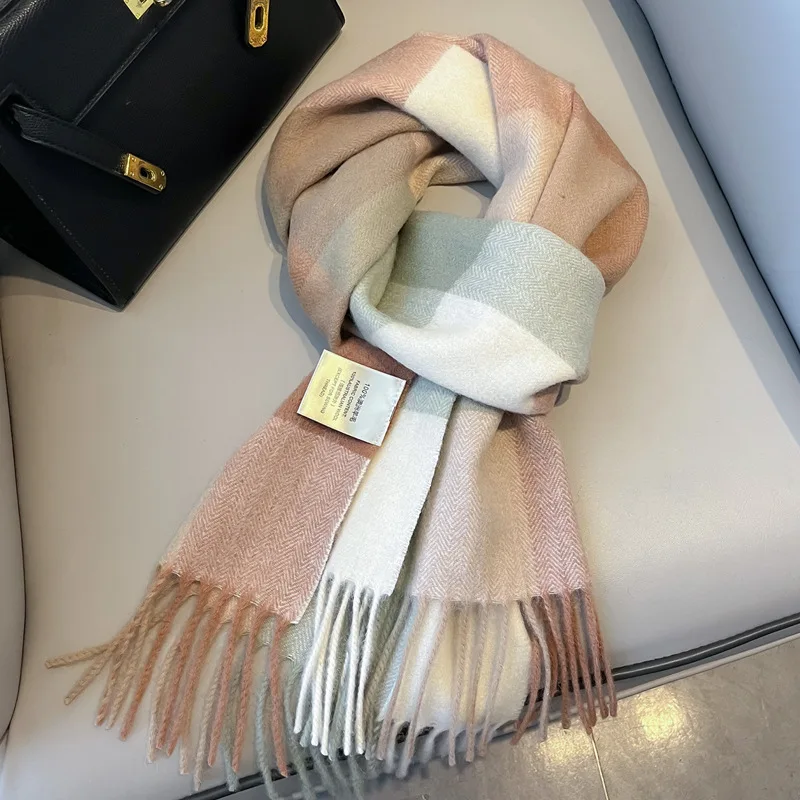 British Classic High Quality Australian Wool 100% Plaid Scarf Men Women Autumn Winter Warm Striped Shawl Wrap Cashmere Blankets