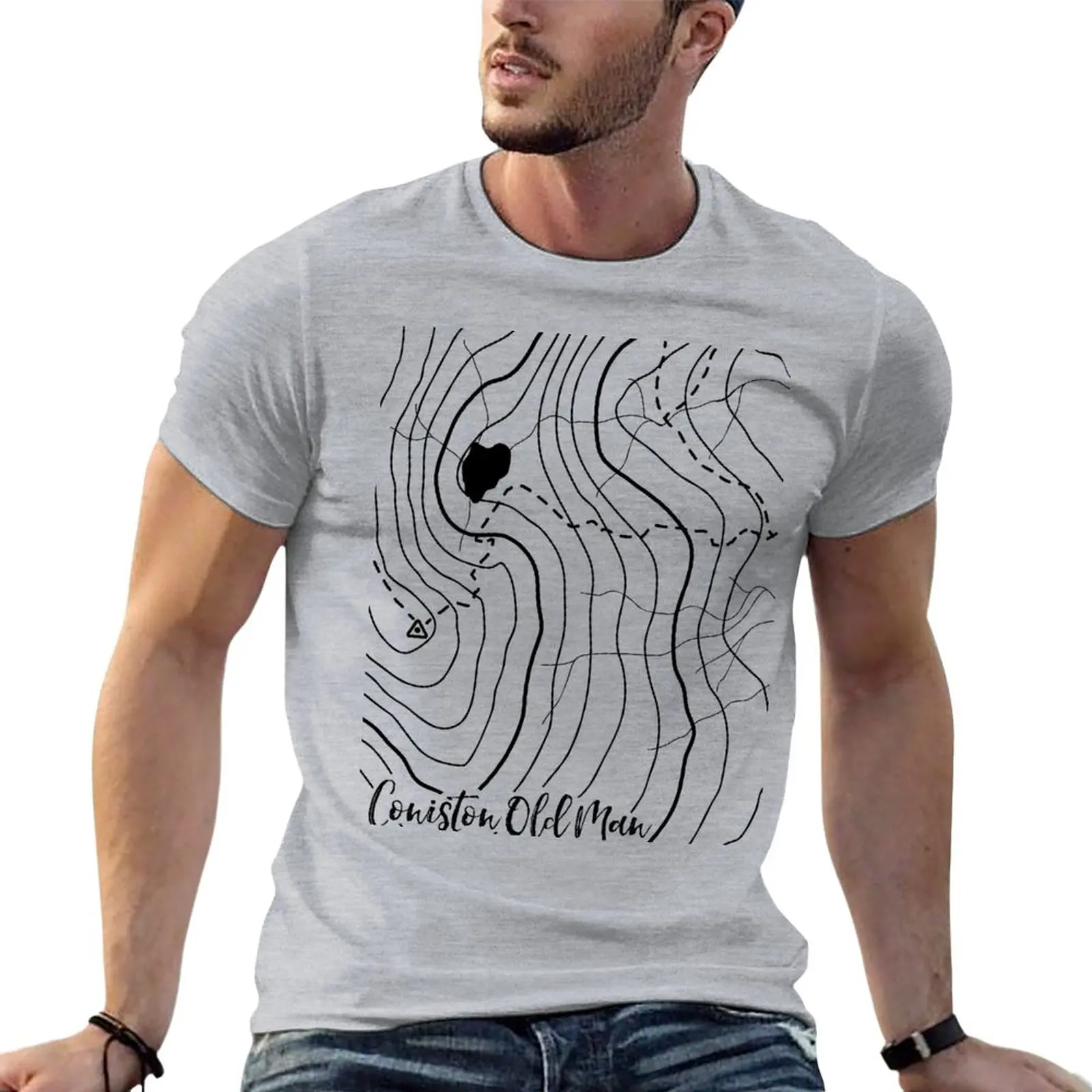 Coniston Old Man Topography T-Shirt custom t shirt Short t-shirt boys animal print shirt mens plain t shirts