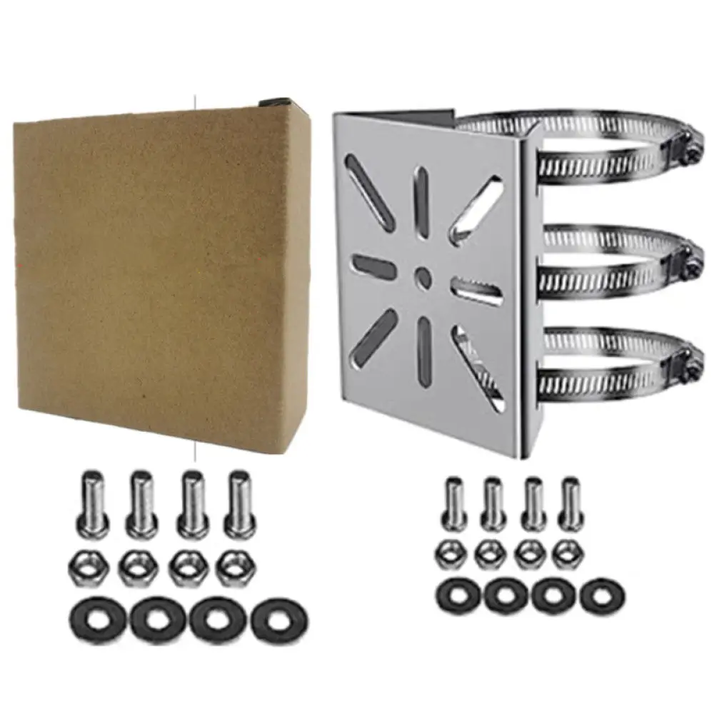 Industrial Stainless Steel Pole Mount Adapter For CCTV Camera Support Plate Column Hoop Fixed Mounting Base Tool
