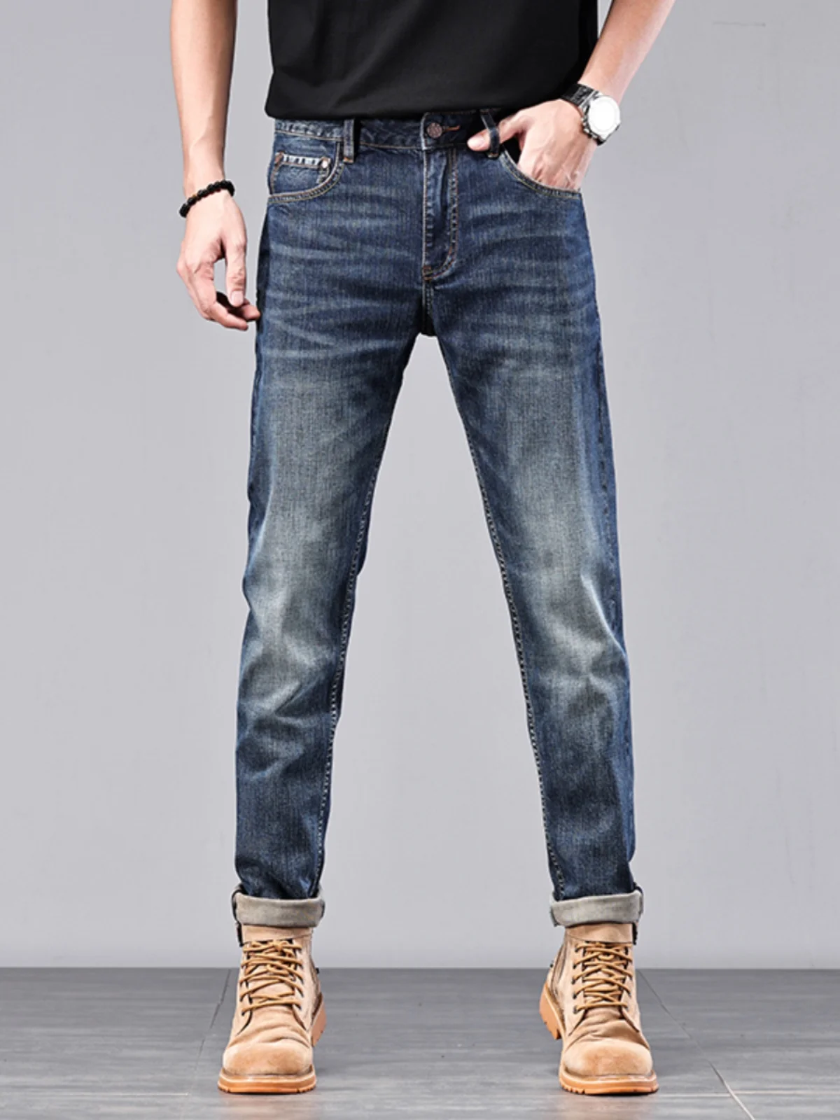 

High-End Slim Fit Straight Leg Stretchy Men's Jeans Casual Versatile Autumn New Sle Premium Denim Casual Loose Long Pants