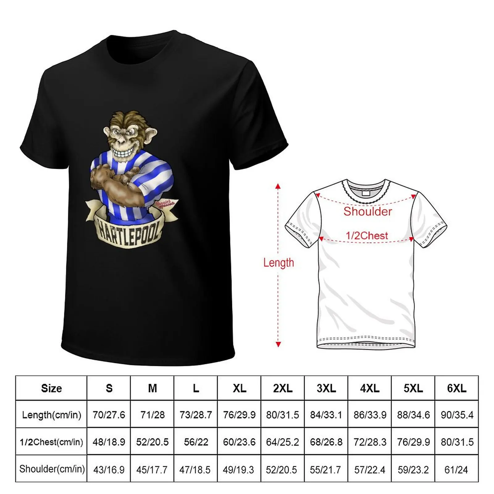 Hartlepool United Monkey Mascot T-Shirt shirts graphic man t shirt graphic t shirt vintage Men's cotton t-shirt