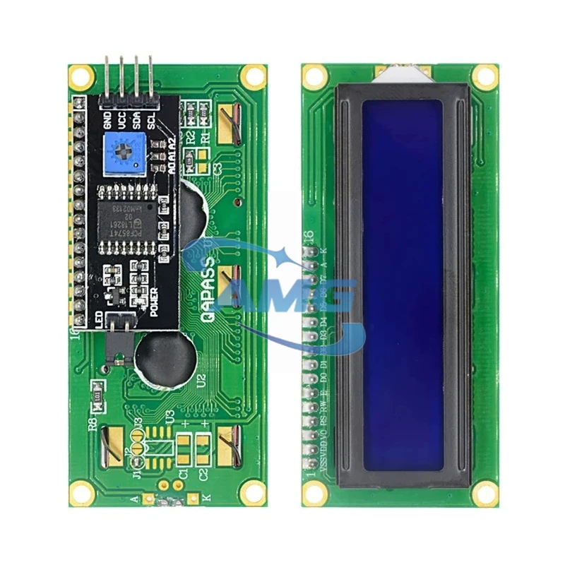 1 unidad LCD1602 1602 módulo LCD azul/amarillo verde Pantalla 16x2 caracteres pantalla LCD PCF8574T PCF8574 IIC I2C interfaz 5V para ardui