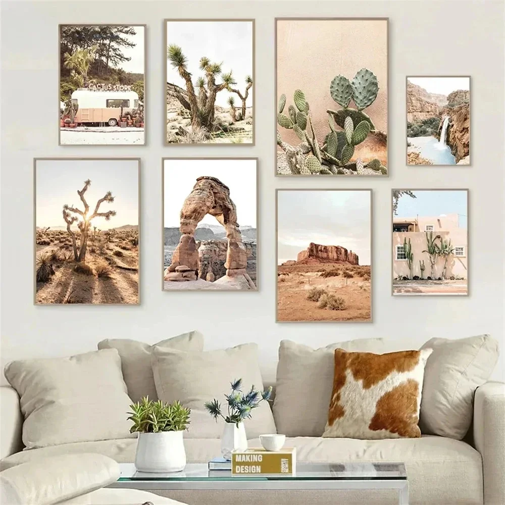 Cactus Poster Desert Joshua Tree Oil Painting Natural Landscape Wall Art Printmaking Living Room Home Decoration Wall Painting