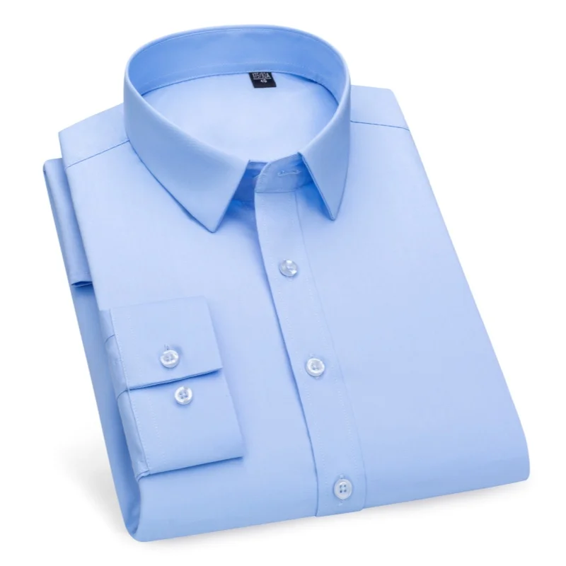 

8xl 7XL Bamboo Fiber Work Shirts for Men Shirt Long Sleeve Casual Business Office White Shirt Men Long Sleeve Slim Fit Big Size