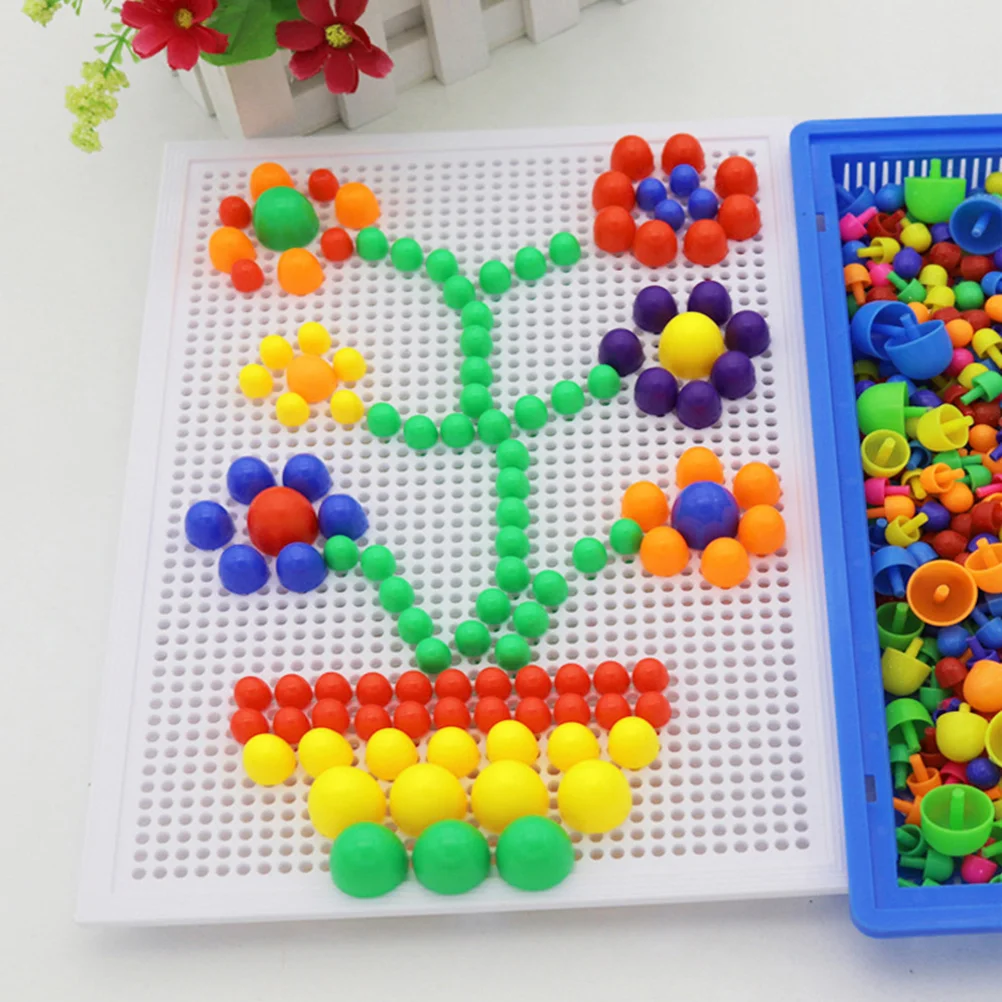 592 ชิ้นปริศนาเด็ก Pegboard จิ๊กซอว์โมเสคเห็ดเล็บเด็กสามมิติ