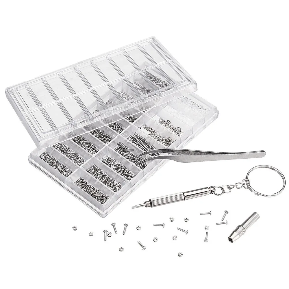 1000-teiliges Brillenreparatur-Werkzeugset mit verschiedenen Mikroschrauben/Muttern/Unterlegscheiben und Schraubendrehern