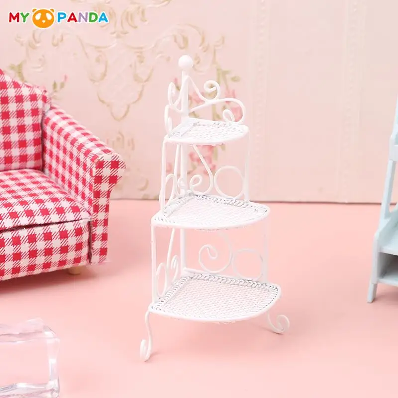 1:12 Dollhouse Miniature Simulation Wrought Iron Tripod Storage Rack Furniture Model DIY Dolls House Bedroom Life Scene Decor