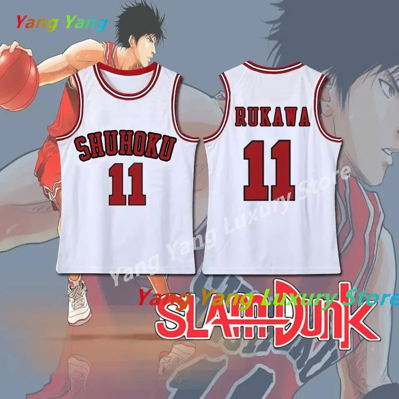 Anime Sakuragi Hanamichi Slam Dunk Jersey Shohoku School Basketball Team Uniform Sportswear Kaede Rukawa Costume Men Vest TOP