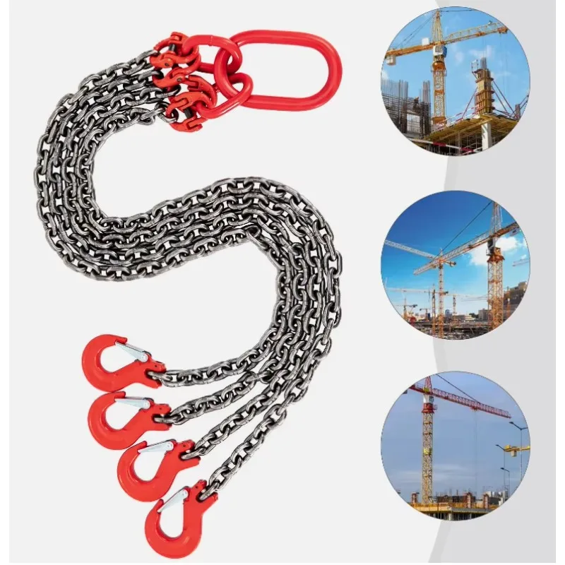 Factory Direct 2026 Four Leg G80 Manganese Steel Lifting Chain Sling Hook Rigging Spreader Crane Drum Barrel Bucket Oil Tank Mol