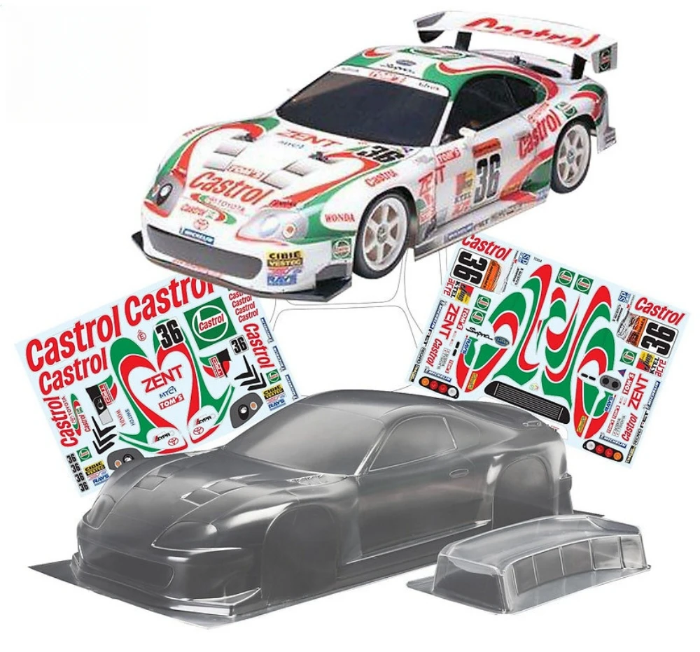 Scale 1/10 Supra 2000 Lexan Body W/Rear Wing fit Tamiya TT01 TT02 XV01 XV02 Kyosho fazer mk2 257-260mm Wheelbase