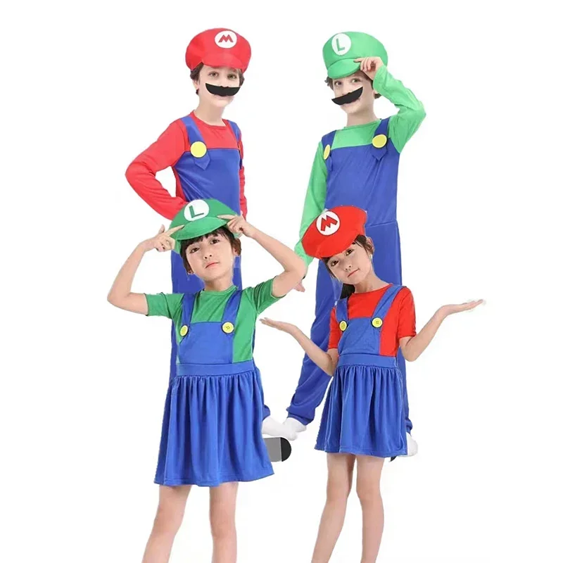 Spiel Anime Cosplay Halloween Kostüme lustige Super Bruder Bros Kinder Fantasia Cosplay Overall Weihnachten Karneval erwachsene Frau Anzug