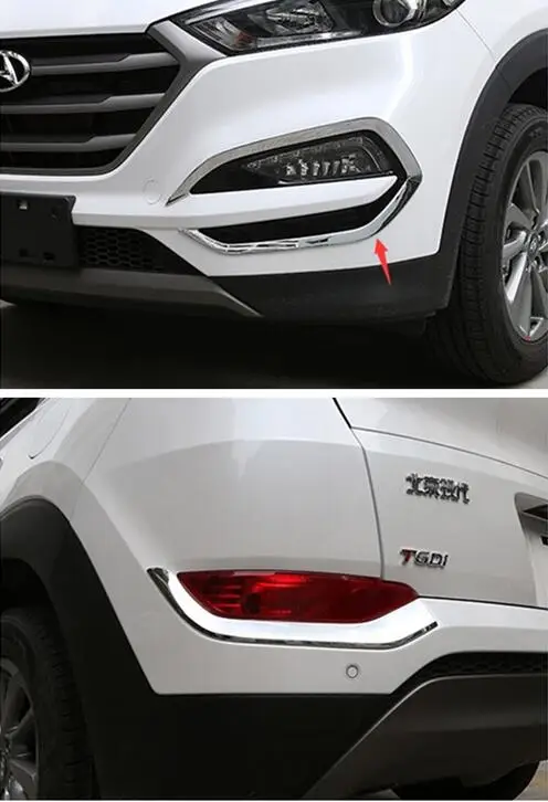 

Front & Rear Fog Lights Lamps Eyelid Eyebrows Decoration Cover Trim Fit For Hyundai Tucson 2016 - 2018 Chrome Accessories