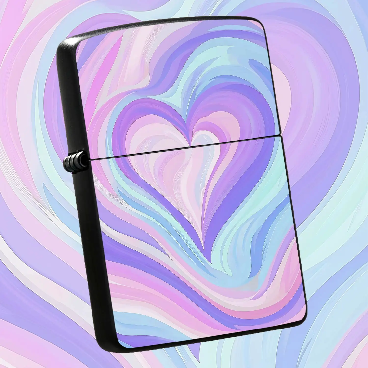 Pastel Swirling Heart Pattern Lighter, Dreamy Gradient Marbled Art Design Portable Igniter, Sweet Aesthetic Delicate Accessory For Daily Carrying, Dating, Gifting And Various Occasions, Exquisite Practical Cute Decorati A Humorous And Inter