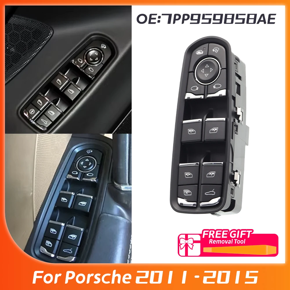 7PP959858AE For Porsche 2011 - 2015 White Lgiht Electric Master Window Control Switch Panamera Cayenne Macan 7PP959858AEDML