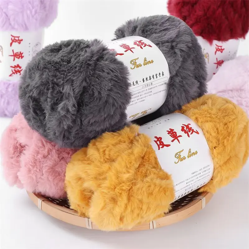 

5pcs new fur velvet woven coarse wool hat scarf cushion plus extra thick color fur thread