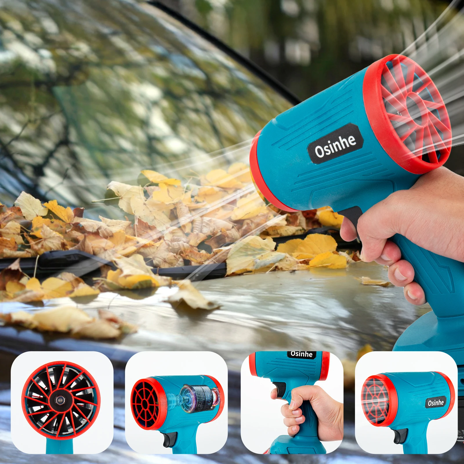 Osinhe Brushless Electric Blower Turbo Jet Fan 200M/S Violent Air Gun Handheld Snow Leaf Dust Blowing Tool for Makita 18V Batter