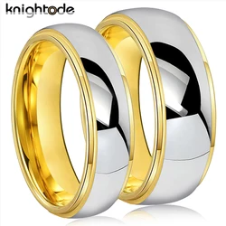 6/8mm Fashion Tungsten Carbide Wedding Bands For Men Women Engagement Ring Jewelry Gold Color Steped Dome Polishing Comfort Fit