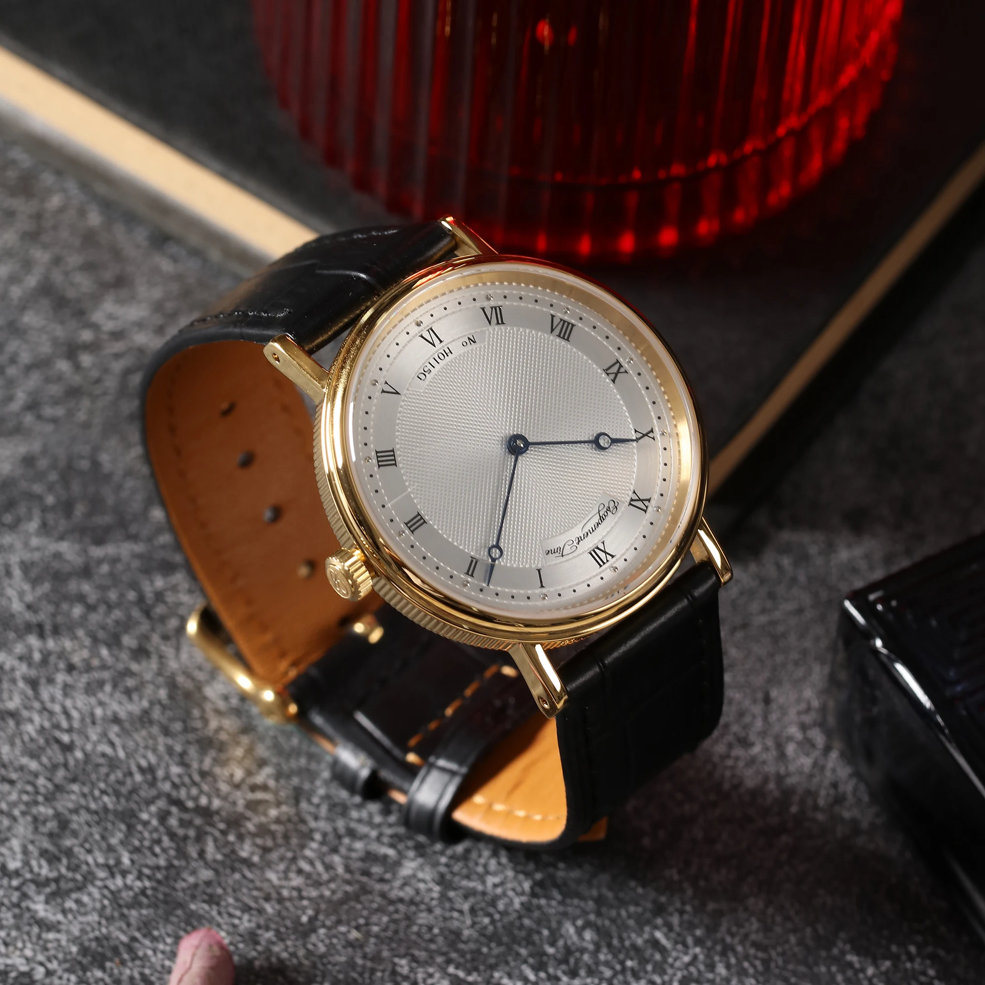 【Escapement Time】 Quarzwerkuhr, 38,5 mm Gehäuse, wasserdicht, 50 m, blauer Hand zur Wärmebehandlung – Detail 8