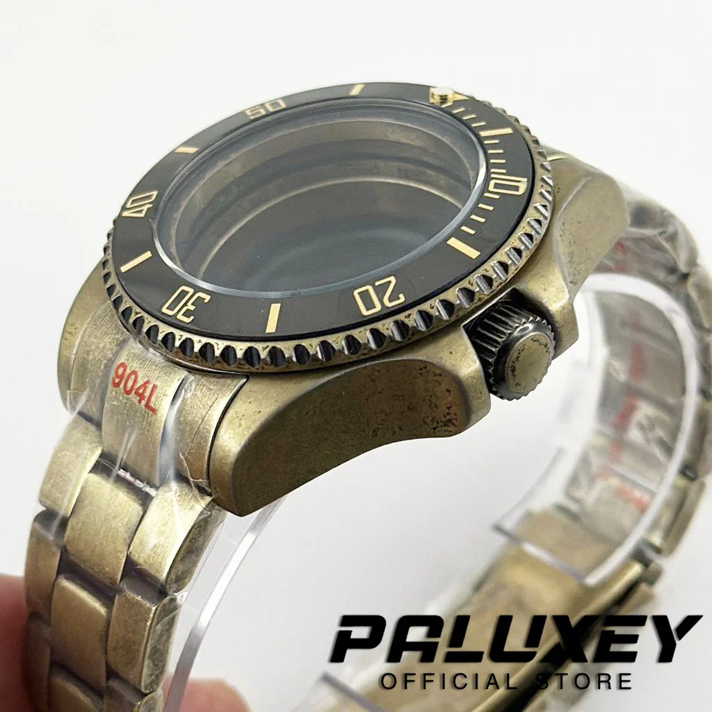 Retro Bronze 44MM NH35 Sapphire Crystal DEEP SEA Homage Big Watch Case With Bracelet Compatible Fit NH35 NH36 NH34 NH38 Movement