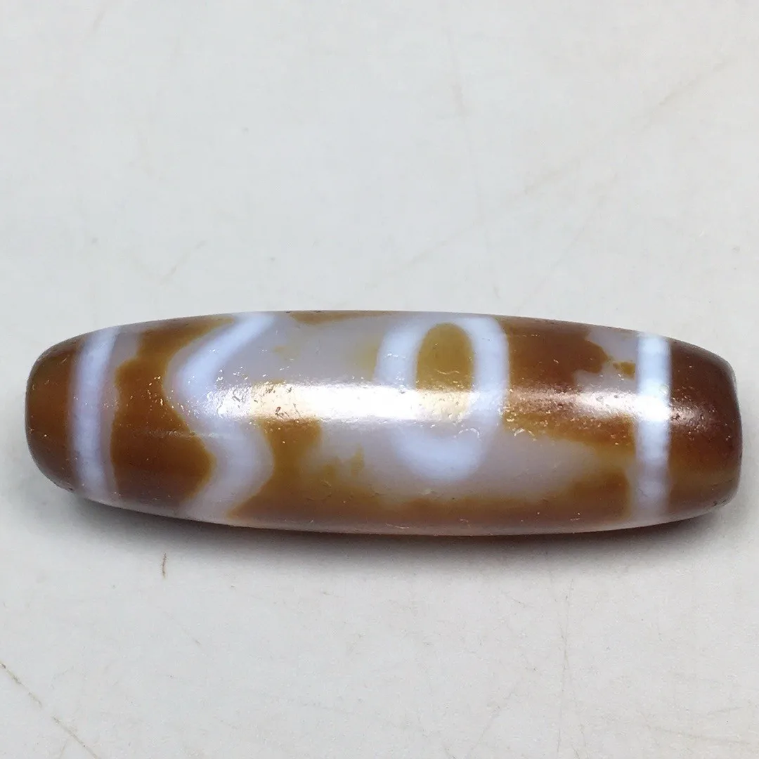 Rare Tibetan Old Agate Dzi Heaven Earth Bead Amulet Pendant 44.6mm S0608