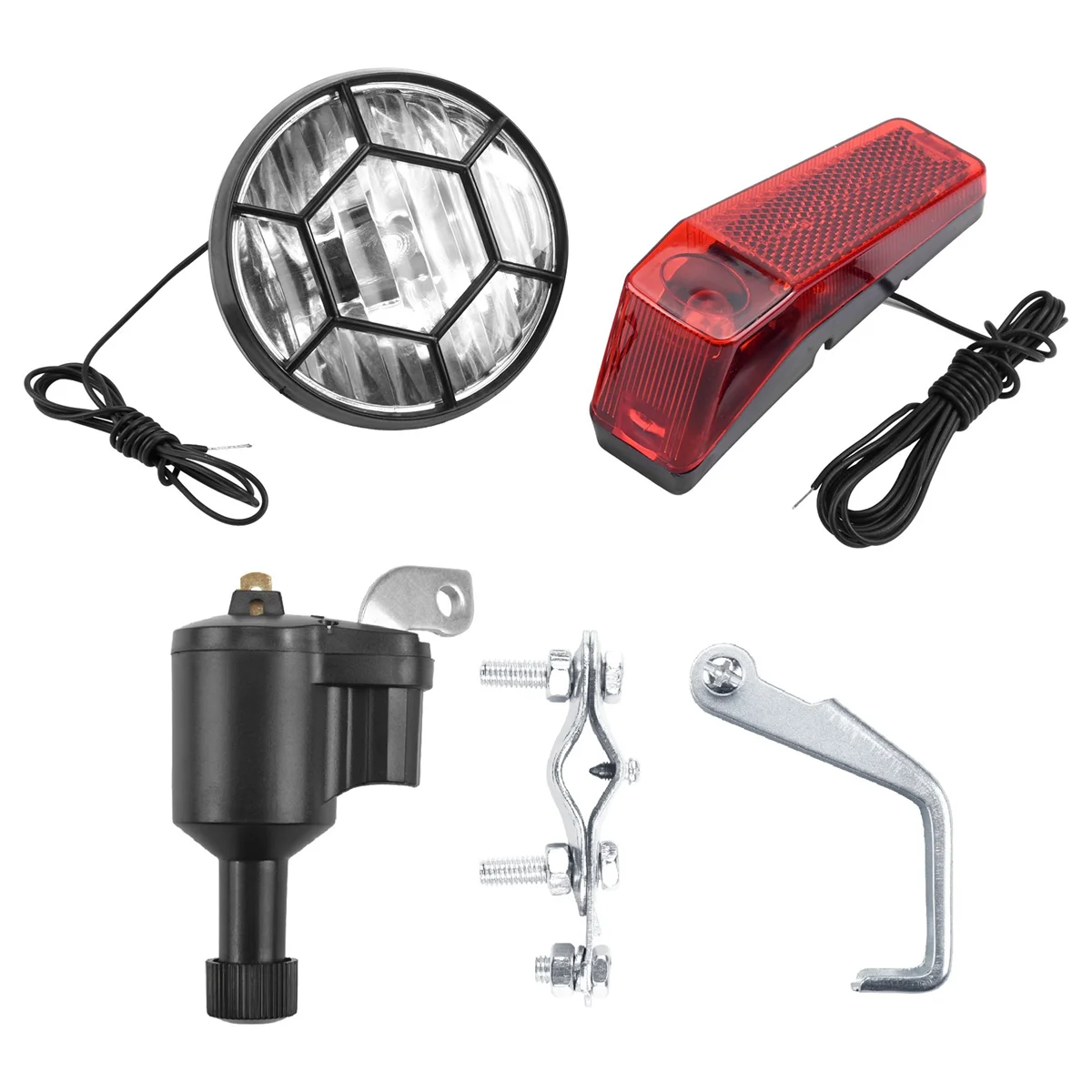 Bike Light Bicycle Motorized Bike Friction Generator Dynamo Headlight Tail Light Kit 6V 3W Bike Accessories