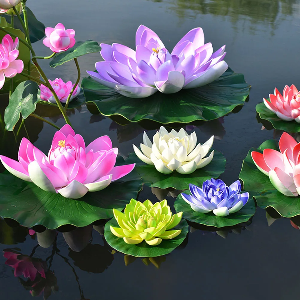 

8pcs Artificial Lotus Leaves Floating Decorations for Pond Aquarium Landscape Realistic