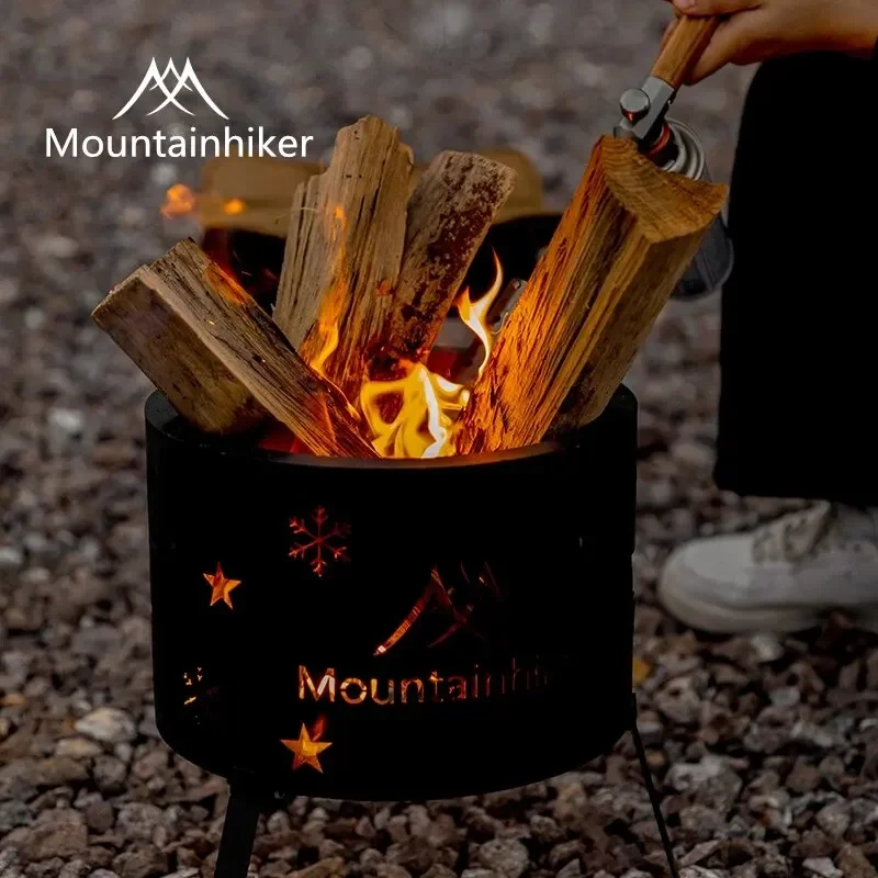 

MOUNTAINHIKER Firewood Stove Elk Star Barrel Outdoor Picnic Boils Tea Water Barbecue Bucket for Heating CharcoalElk Star Barrel