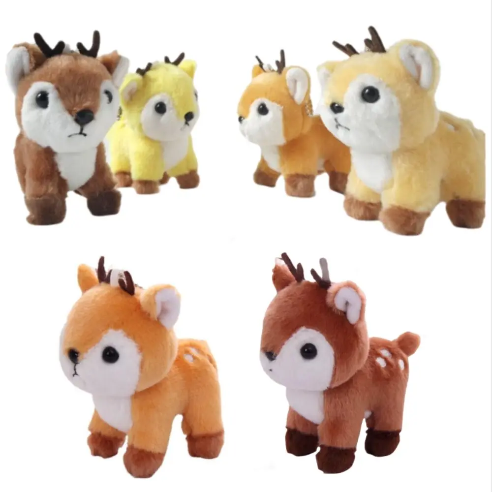 Stuffed Animal Deer Plush Key Ring Pendant Fawn Keychain Stuffed Deer Keychain 10cm Bag Charm Fluffy Elk Doll Hanging Decor