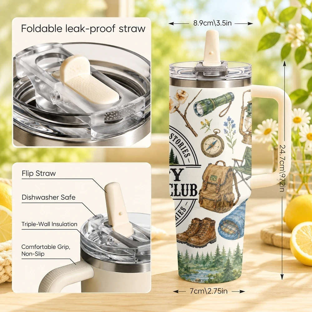Freedom of Camping Vacuum Flasks 40oz Thermal Tumbler with Handle Stainless Steel Vacuum Insulated Leak Proof Travel Mug