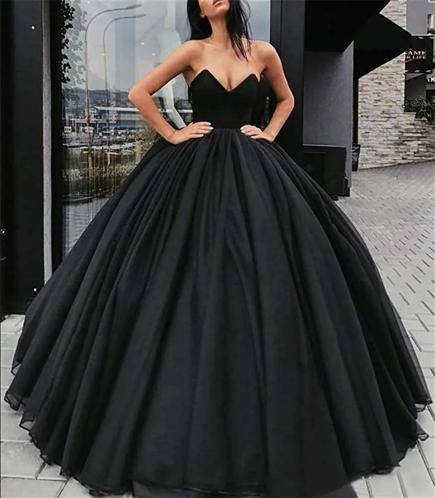 

Women's Sweetheart Tulle Quinceanera Dress Long Strapless Formal Party Gown Vestido Debutante De Festa Sweet 16