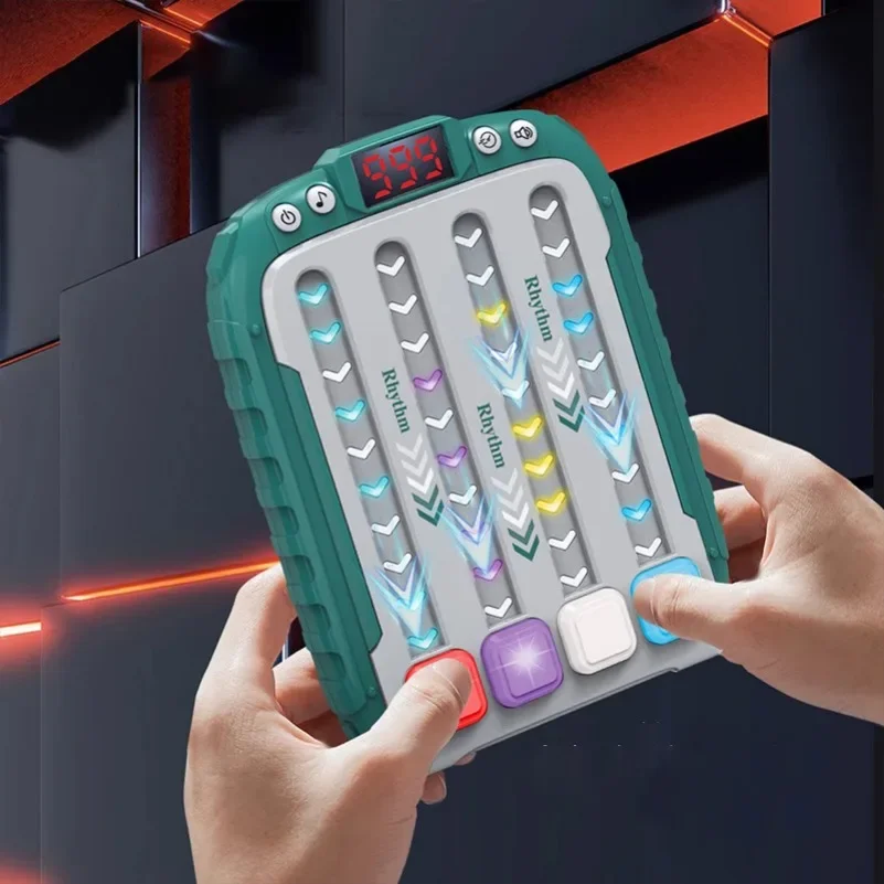 Electronic Music Rhythm Puzzle Game Machine Montessori Pockets Travel Toy Light Up Educationa Sensory Fast Push Table Game