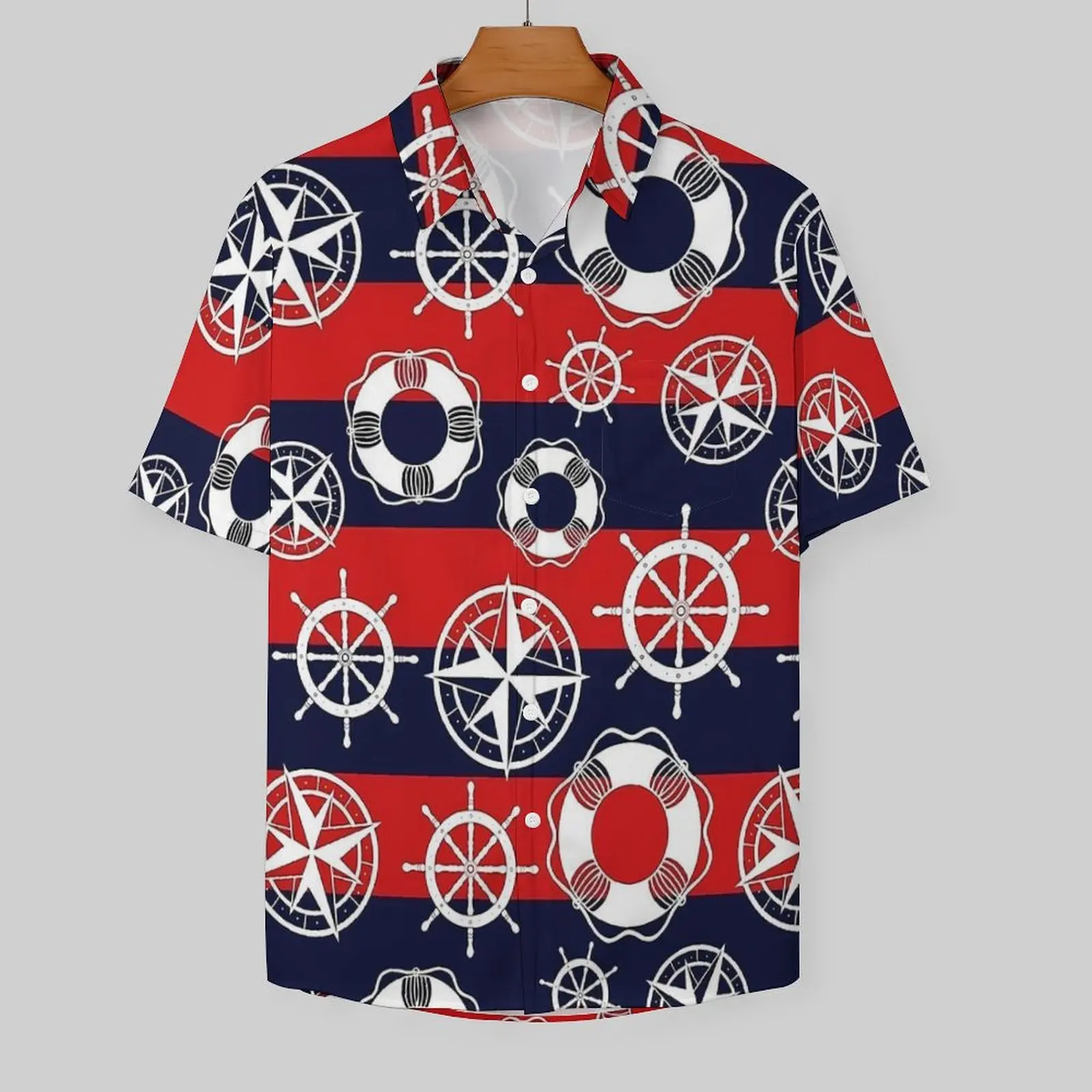 Anchor Hawaii Shirt For Man Beach Nautical Marine Casual Shirts Short Sleeve Comfortable Graphic Retro Plus Size 3XL 4XL Blouses