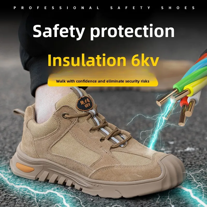 Insulated 6KV Labor Insurance Shoes  Electrical  Anti-smashing  Stab-proof Work Shoes Steel Baotou Safety Protective Shoes