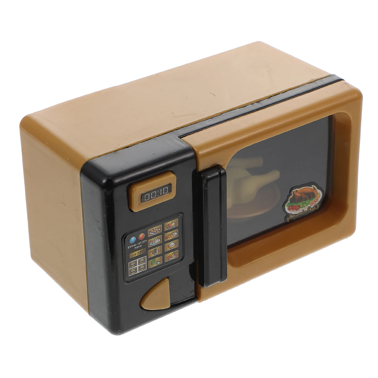 لعبة ميكروويف صغيرة ذهبية صغيرة لفرن الميكروويف البلاستيكي للأطفال أجهزة المطبخ سلسة وآمنة وممتعة للتطوير المعرفي