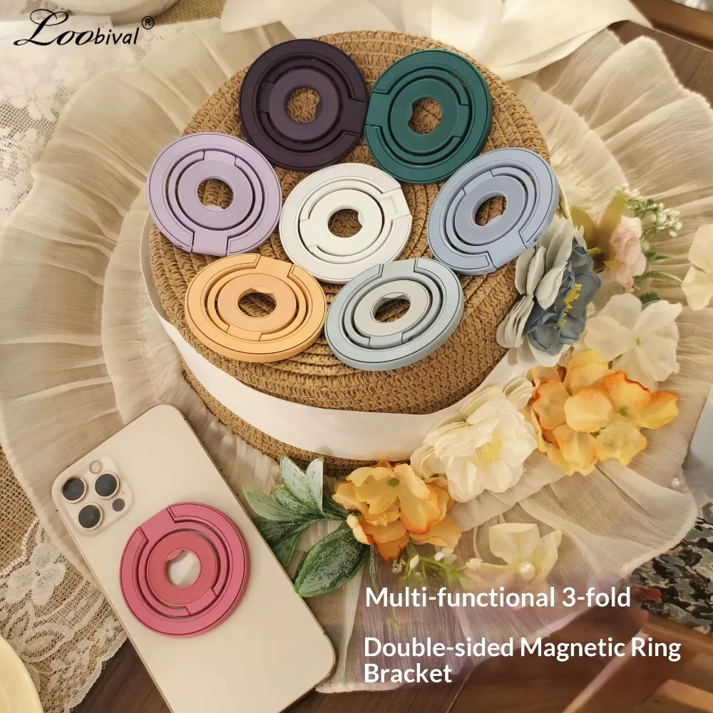 كاندي كولور الهاتف قوس مغناطيسي 360 °   قبضة حامل البنصر الدوارة لحافظة الهاتف ملحقات حامل مغناطيسي مثبتة على السيارة
