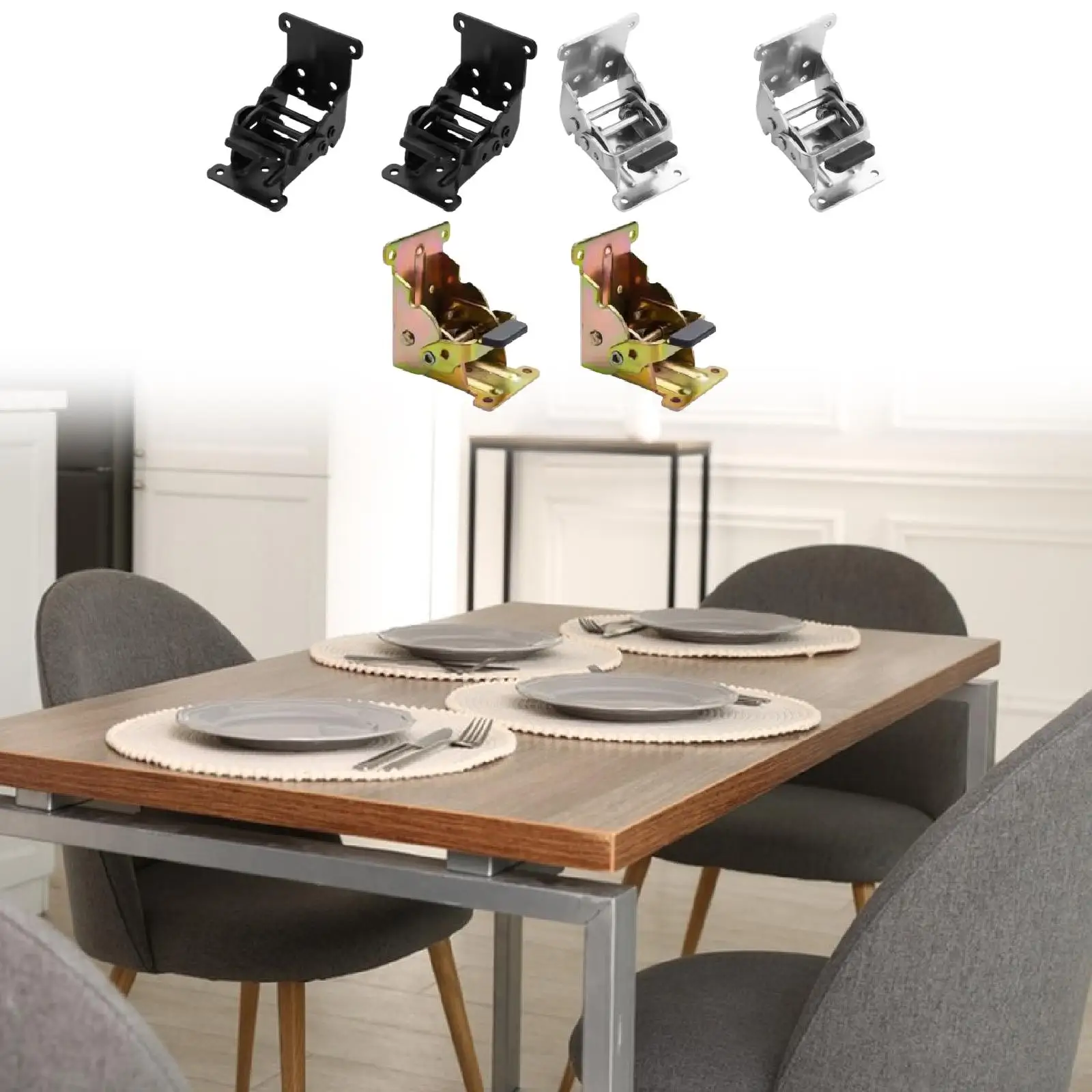 2개 접이식 브래킷 잠금 확장 지지대 스크류 포함 셀프 락 힌지