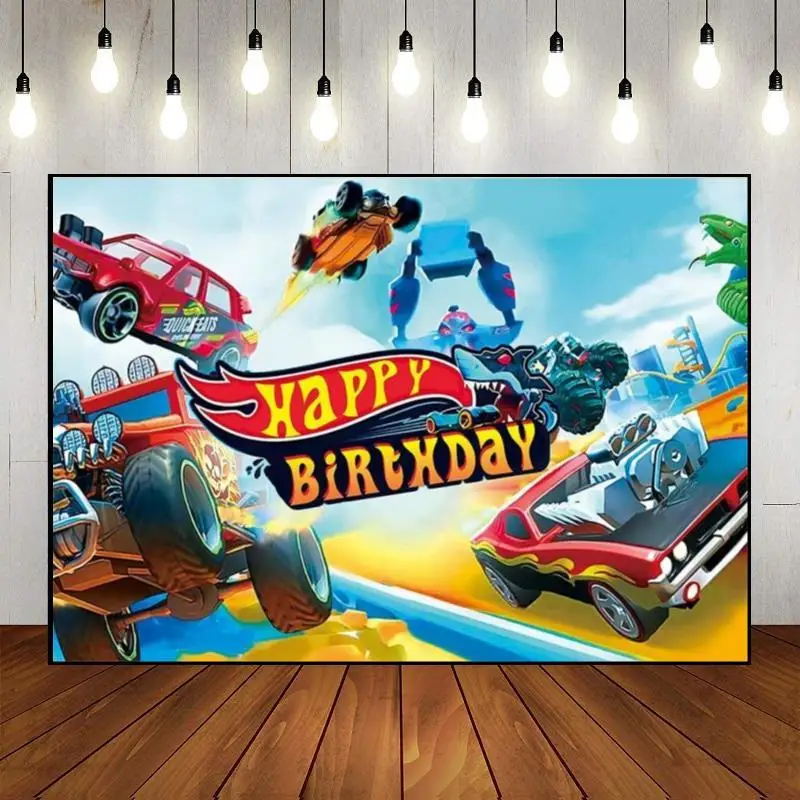 Hot Car Birthday Decoration Background Scenic Photo Competition Photography Backdrops Party Baby Shower Cartoon Custom Backdrop