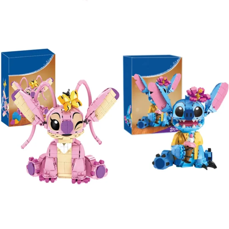 

New Stitch Angel CP Building Blocks 2025 - Large Piece Cartoon Toys with Moving Ears Kids Assembly Gift for Boys Girls Birthday