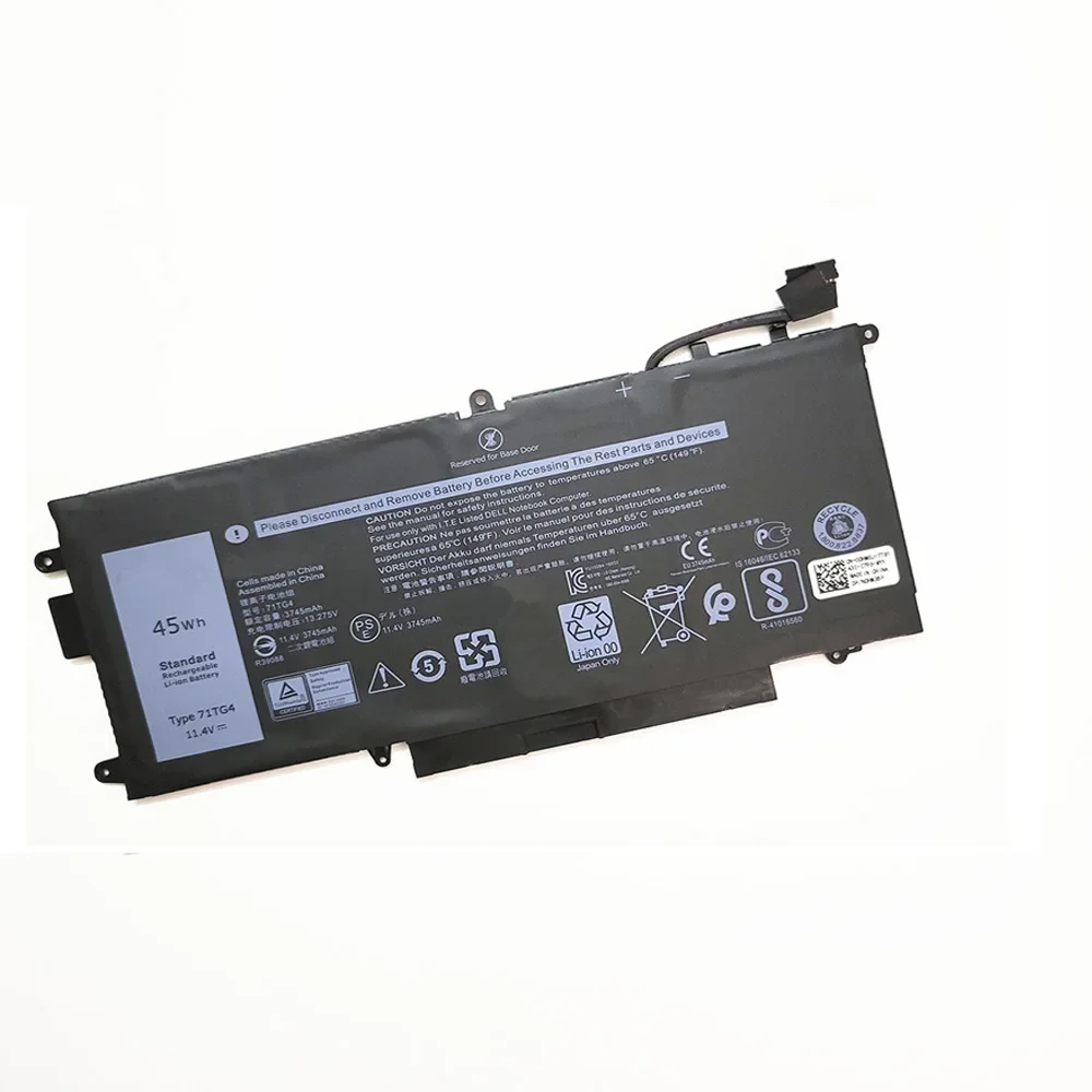 Bateria do portátil para Dell Latitude, 2 em 1, 11.4V, 45Wh, 3940mAh, 71TG4, 7280, 7390, X49C1, 0X49C1, Novo