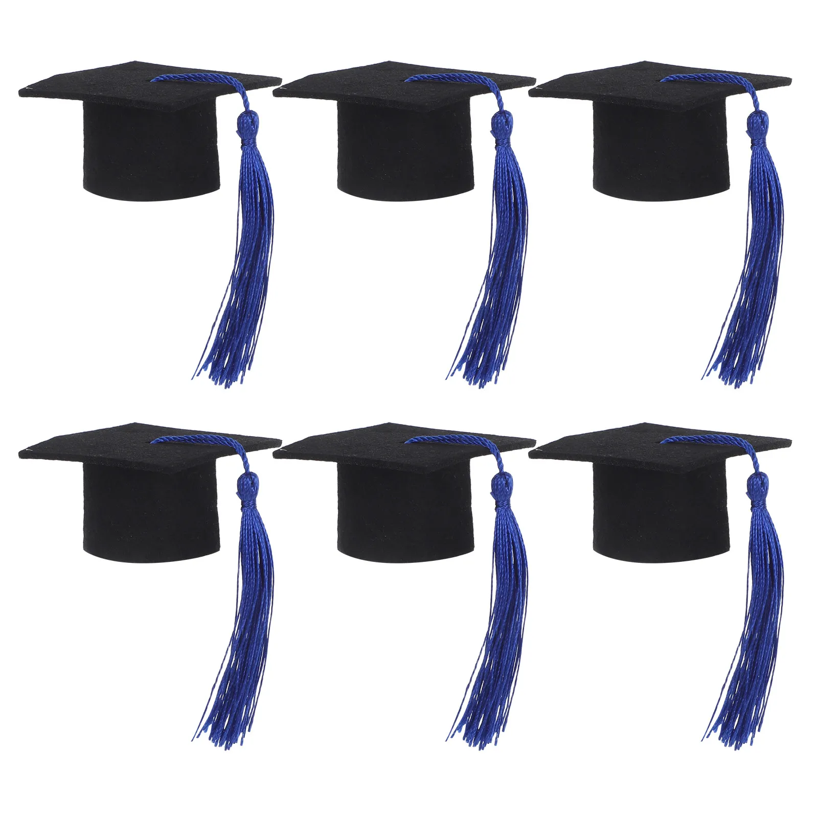 6Pcs Mini Doctoral Hat Shape Wine Bottle Cover Festive Graduation Party Decoration Beer Bottle Cap Dark Blue Mini Doctoral Cap