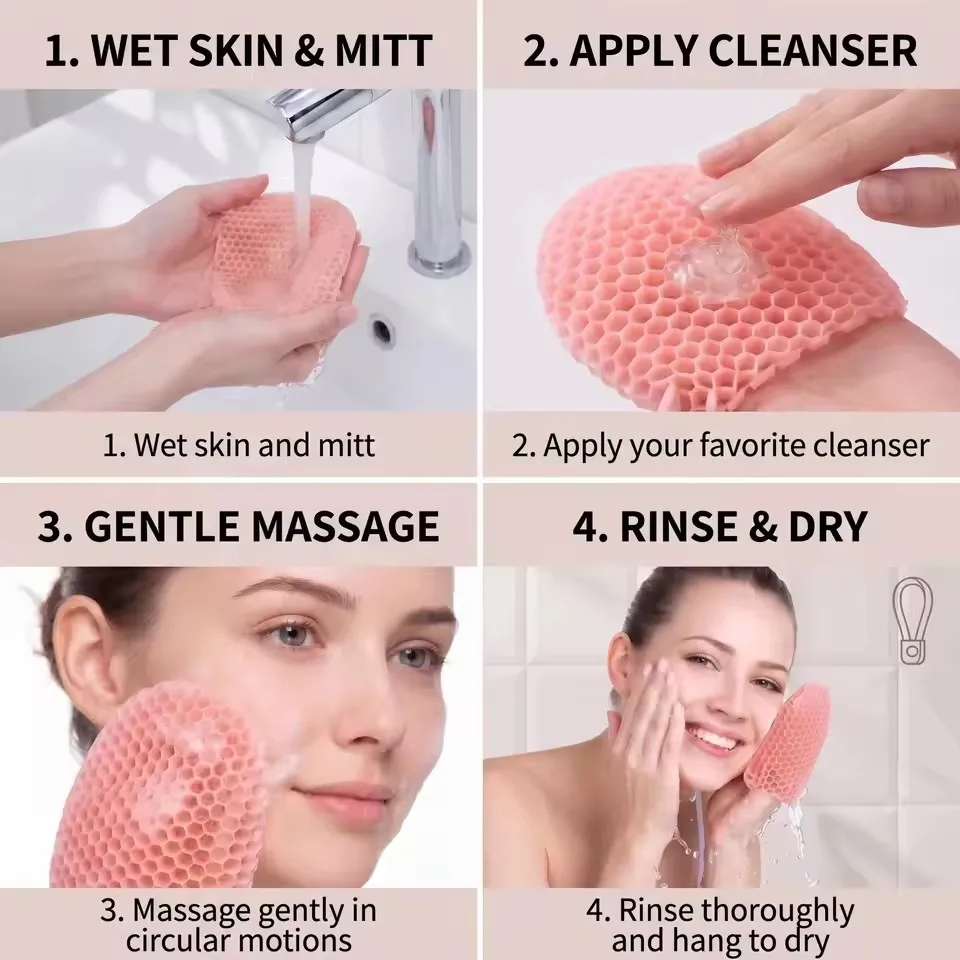 Exfoliating Bath Glove Honeycomb Body Scrubber Deep Cleansing Shower Mitt Soft Massage Sponge for Dead Skin Removal