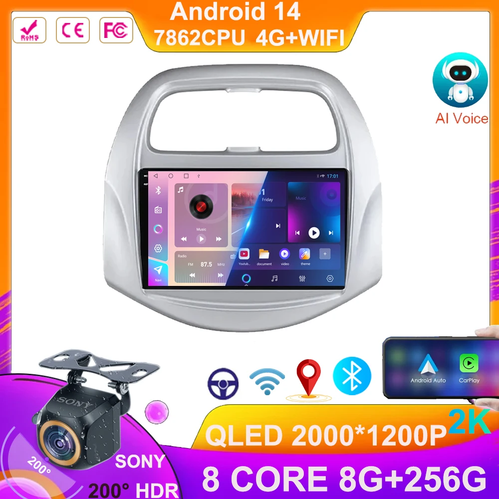 

Android Auto For Chevrolet Spark Baic Beat Daewoo Matiz 2018 -2022 Radio Multimedia Player GPS Navigation Carplay Head Unit QLED