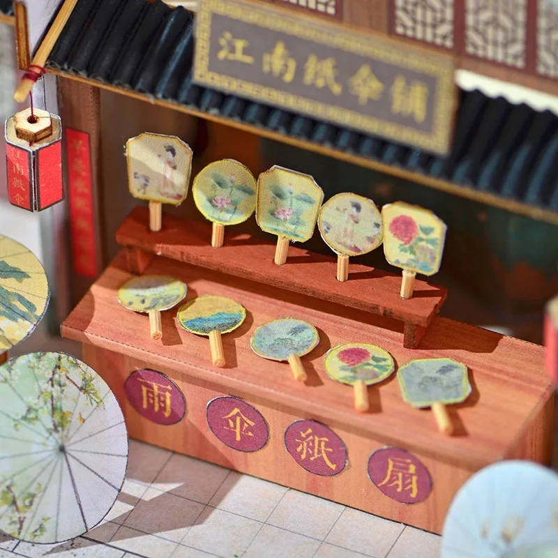 디오라마 DIY 나무 인형 집 중국 미니어처 빌딩 키트 가구 장면 디스플레이 모델과 손으로 만든 Jiangnan Town