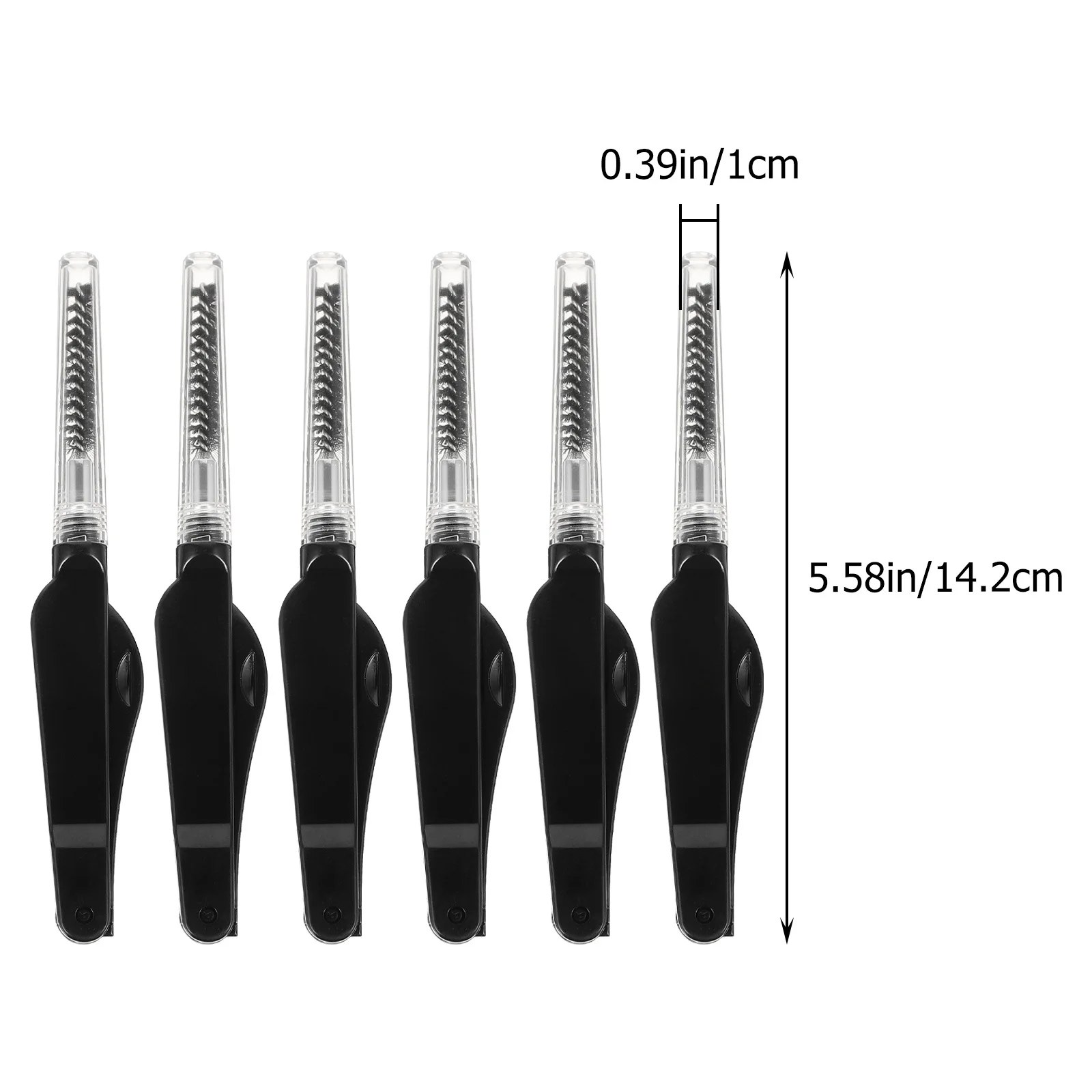 6개 접이식 눈썹 브러쉬 속눈썹 빗 이중 끝 블랙 경량 화장품 도구 일상 관리 여행 비즈니스용