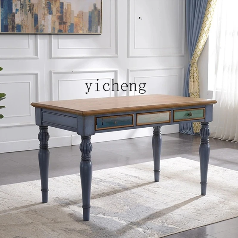 CZ-30  American Country Mediterranean Solid Wood Dining Seat Combination Rectangle Household Dining Table