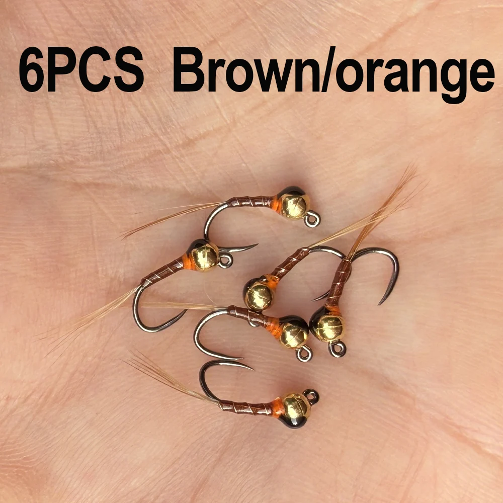 6 of 10 stuks # 14 Barbless Fast Sinking Jig Nymph Fly Epoxy Pheasant Tail Wet Euro Fly Perdigon Nymph Forelvissen Lokmiddelen