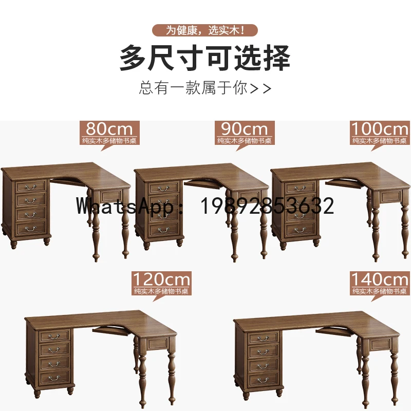 LX  Solid Wood Corner Desk for Home Use, Student Corner L-Shaped Writing Desk, Study Room Bedroom Office Learning Small Desk