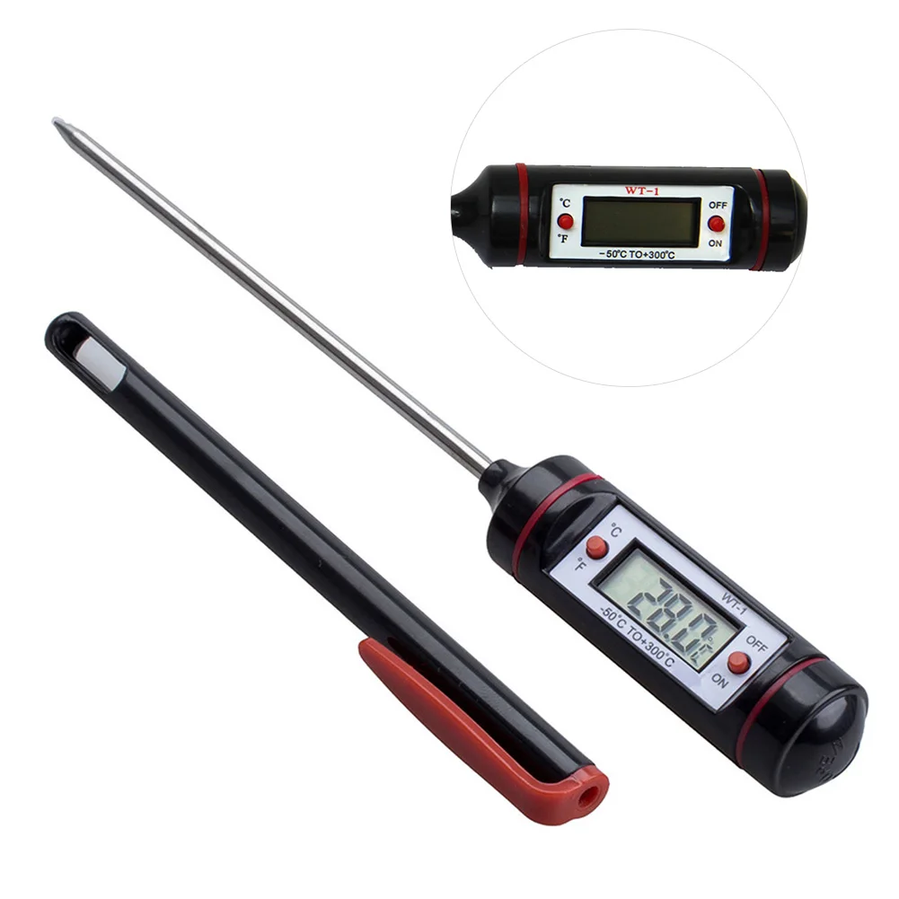 Termómetro Digital multifunción de acero inoxidable para el hogar, pantalla LCD de alta precisión, práctico, para hornear alimentos, tipo bolígrafo duradero