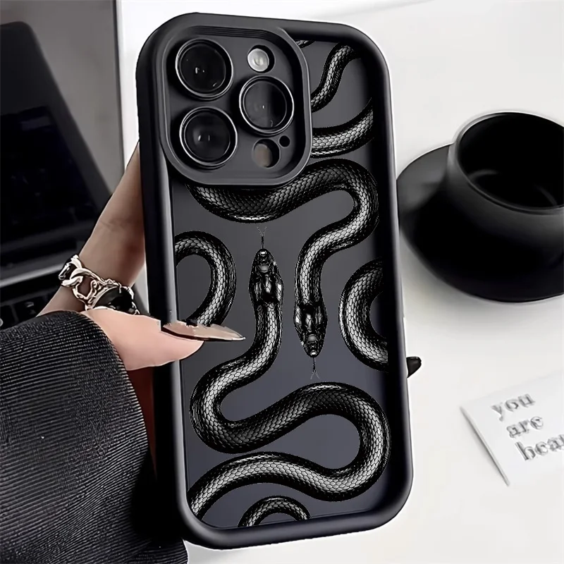 

Soft TPU Snake Phone Case For iPhone 11 Funda 12 13 14 15 16 Pro Max X XR XS 7 8 SE Plus 16promax 15pro Shockproof Bumper Cover